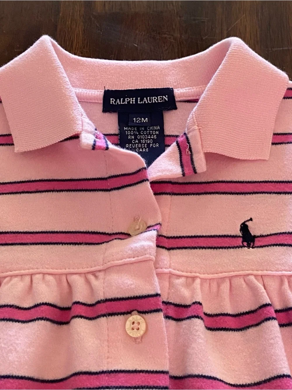 Ralph Lauren Pink & Blue Striped Polo Dress with Matching Diaper Cover